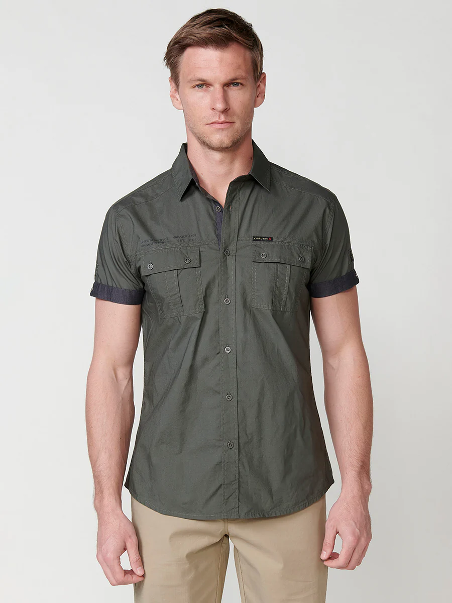 Camisa de algodón manga corta elegante para hombre - Image 11
