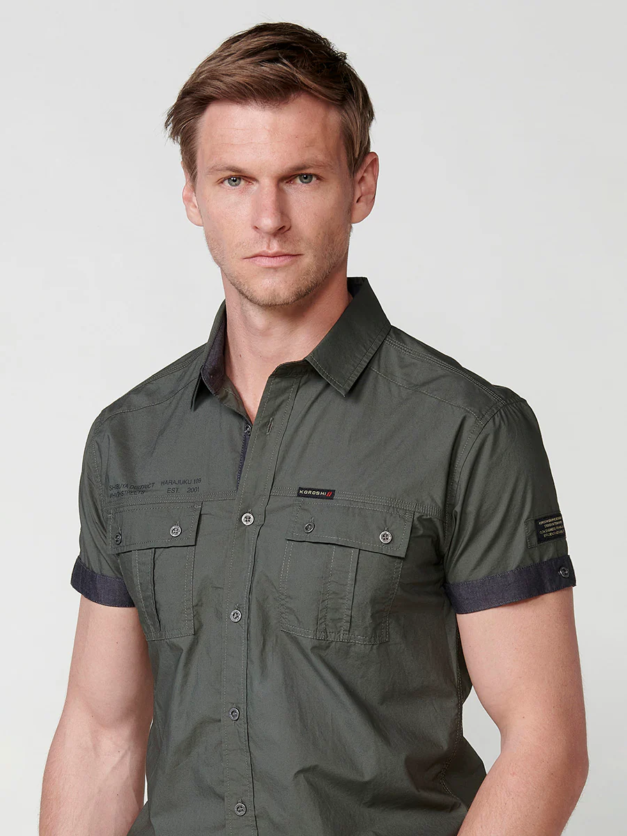 Camisa de algodón manga corta elegante para hombre - Image 13