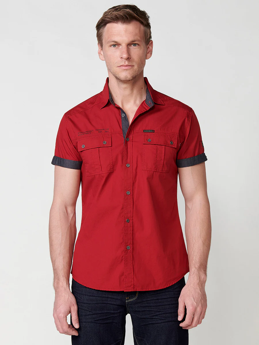 Camisa de algodón manga corta elegante para hombre - Image 19