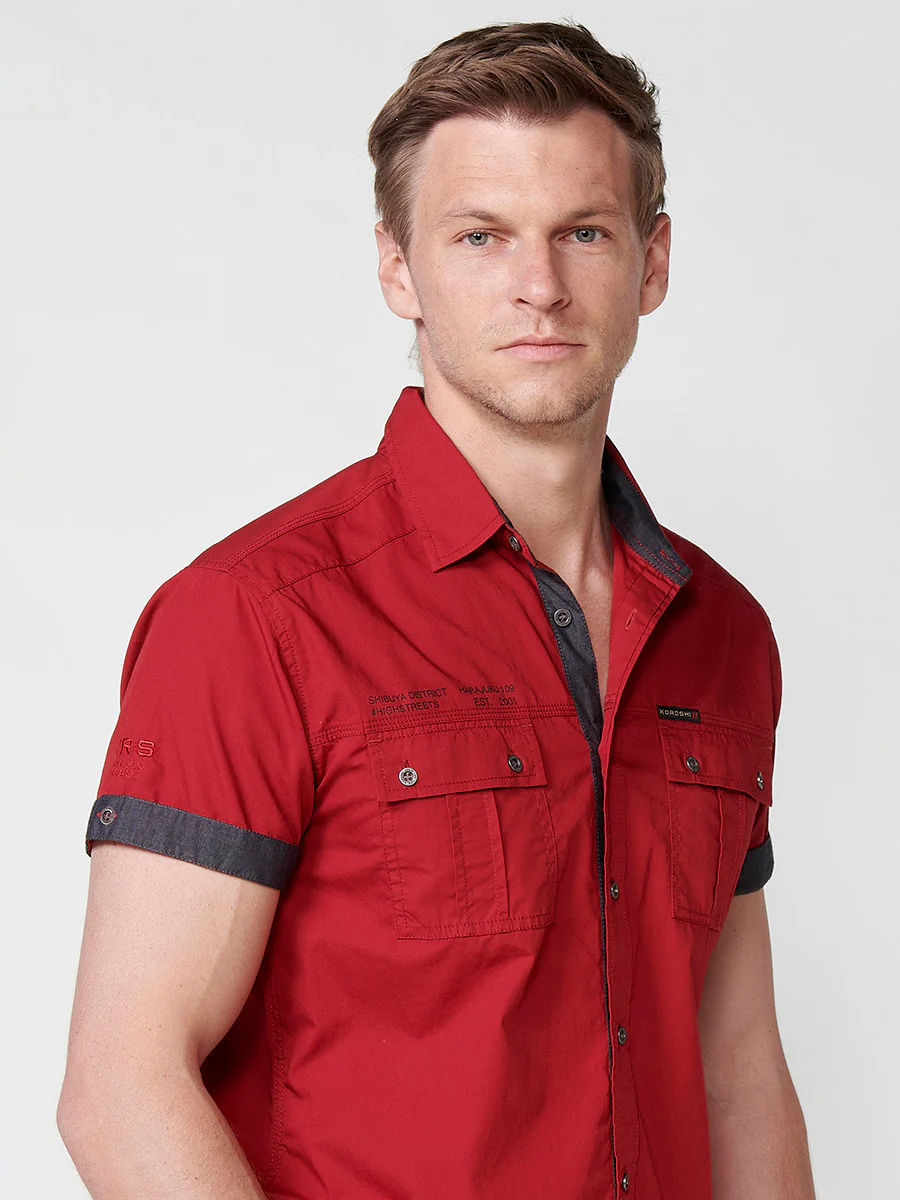 Camisa de algodón manga corta elegante para hombre - Image 20