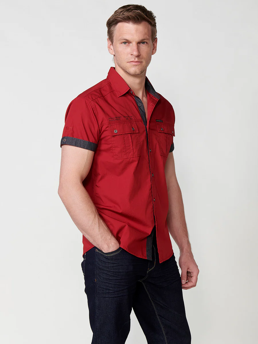 Camisa de algodón manga corta elegante para hombre - Image 21