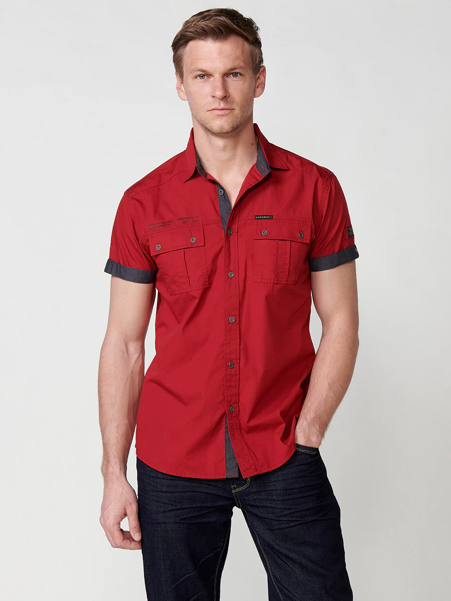 Camisa de algodón manga corta elegante para hombre - Image 23