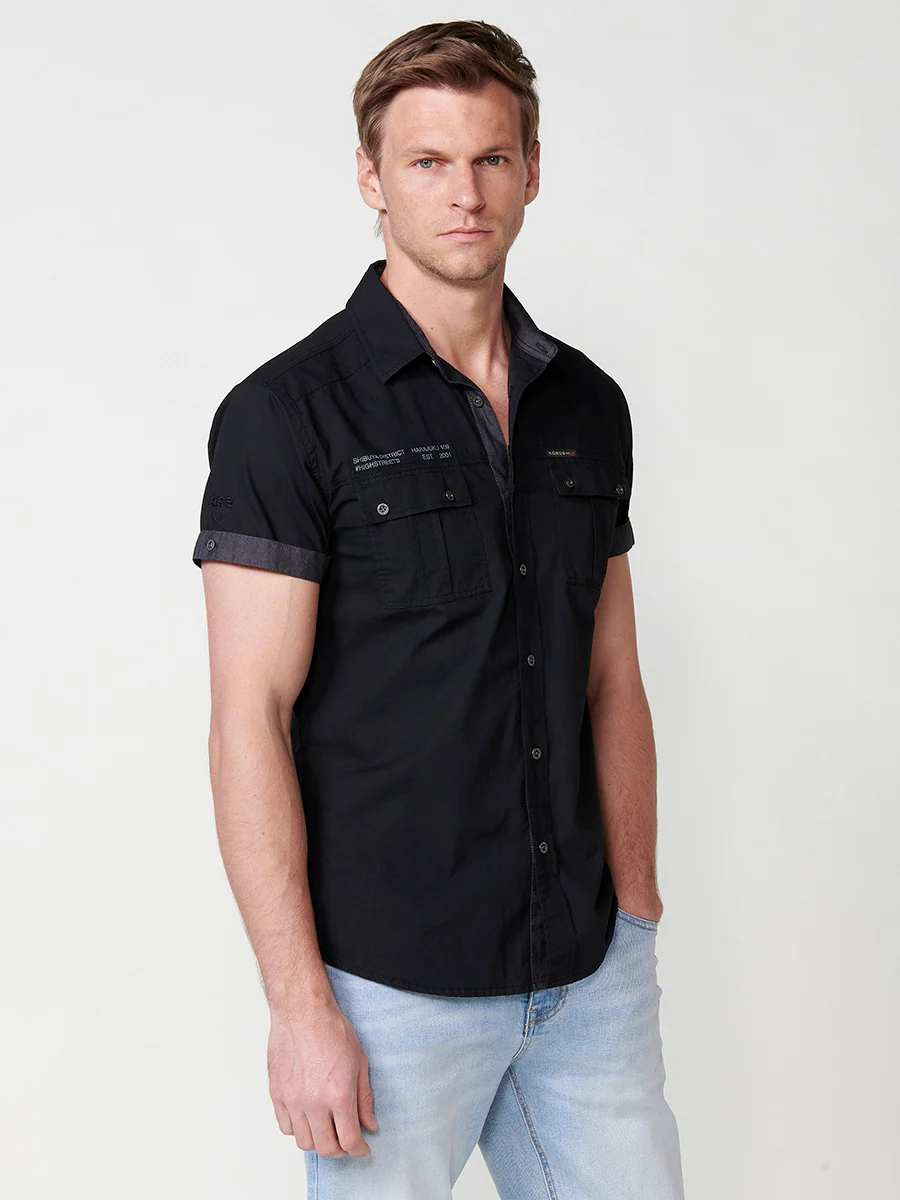Camisa de algodón manga corta elegante para hombre - Image 3