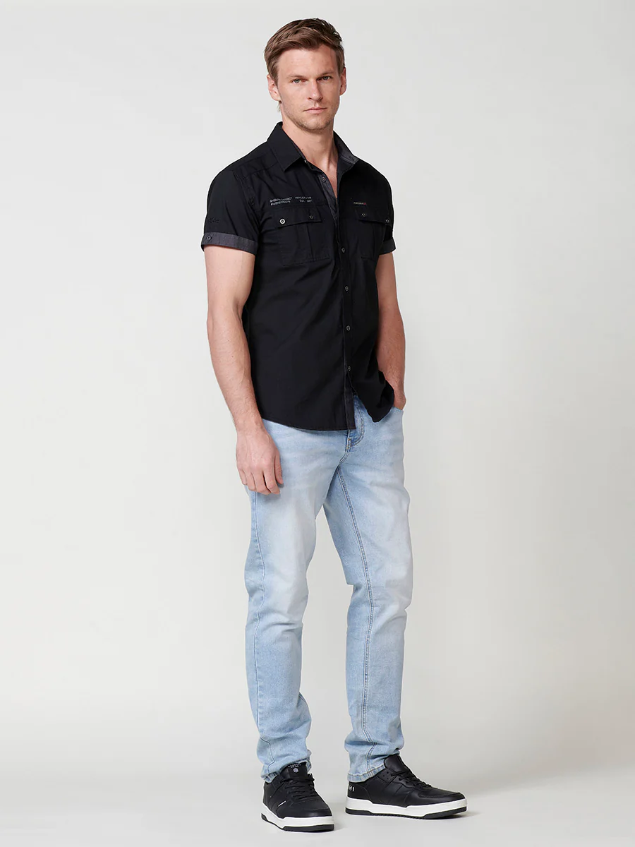 Camisa de algodón manga corta elegante para hombre - Image 9