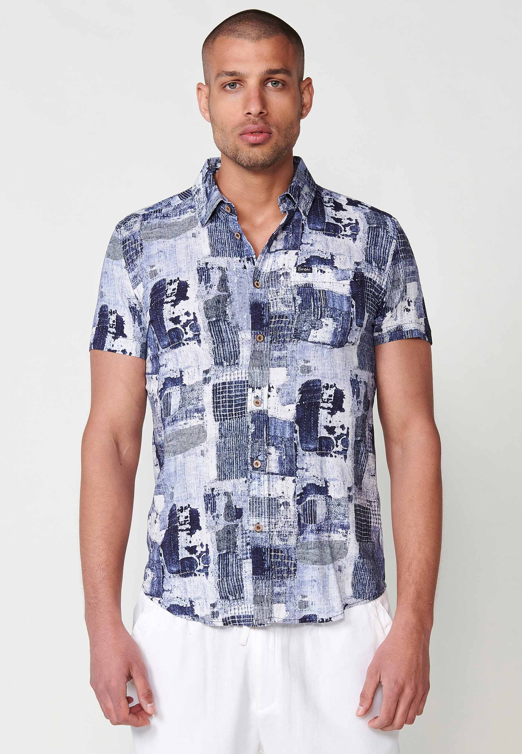 Camisa de manga corta con estampado tropical multicolor para hombres - Image 38