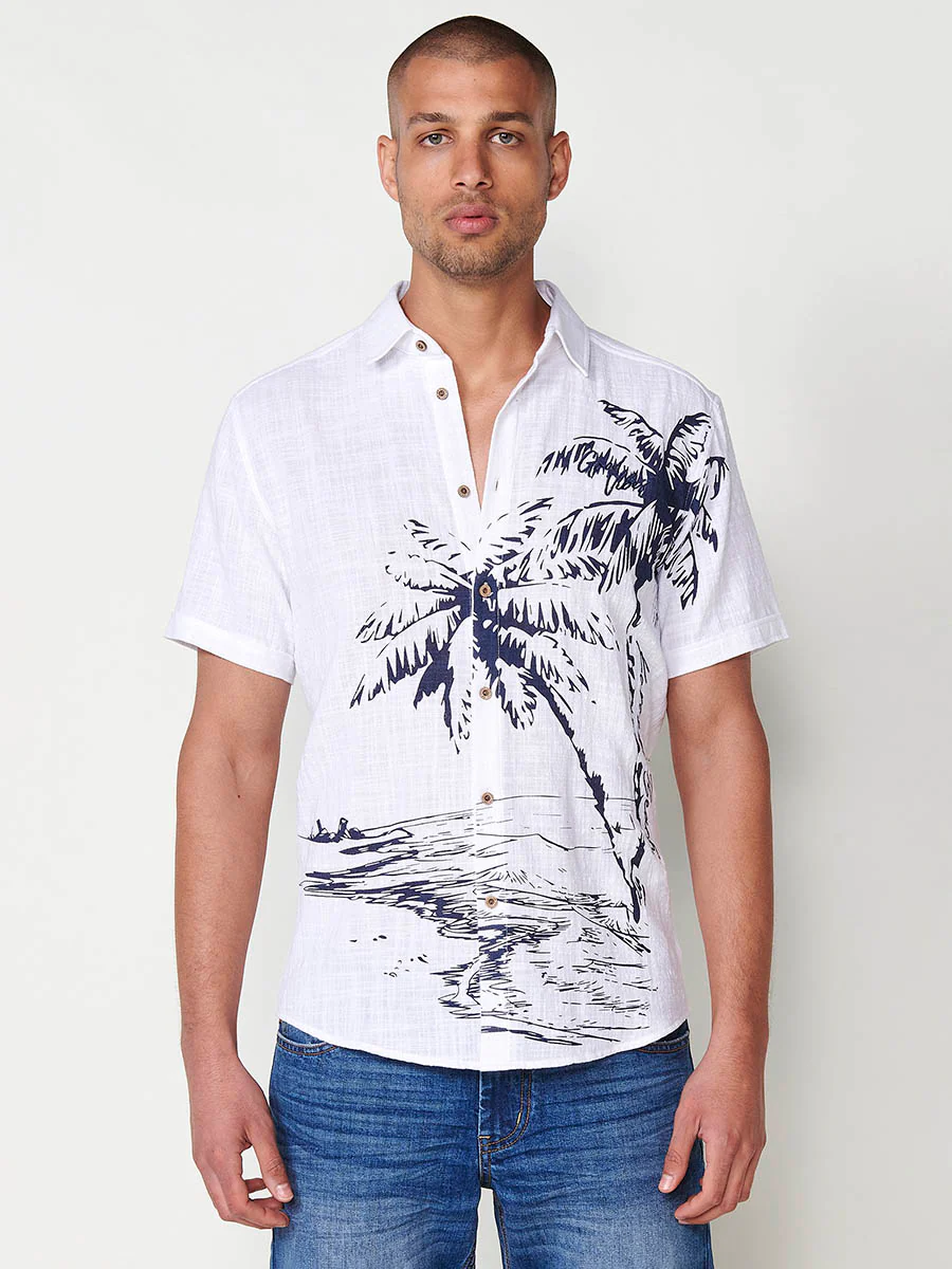 Camisa de manga corta para hombre con estampado tropical - Image 3