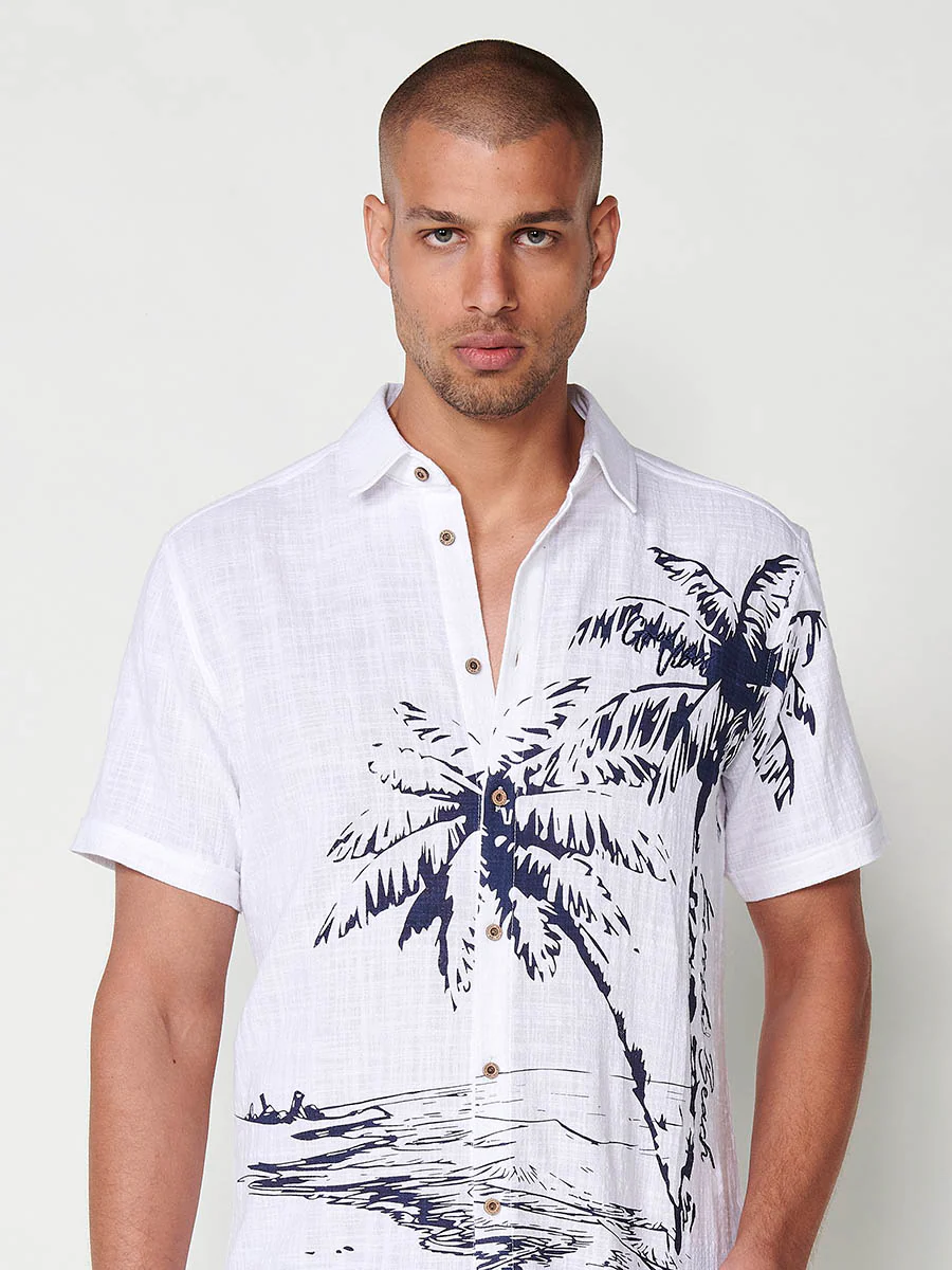 Camisa de manga corta para hombre con estampado tropical - Image 5