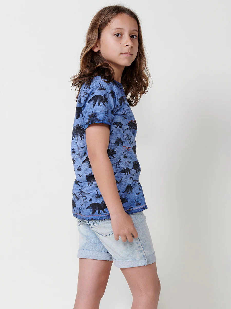 Camiseta de manga corta con estampado frontal en color azul para niño - Image 4