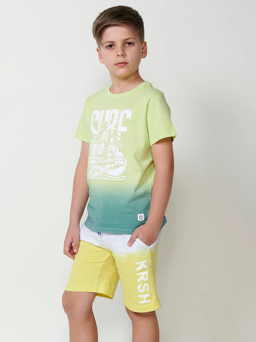 Camiseta de manga corta con estampado frontal en color lima para niño - Image 4