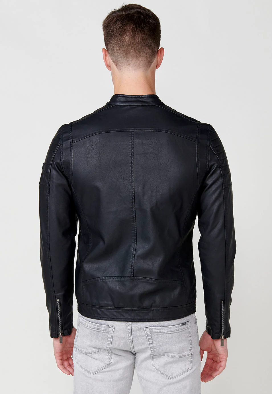 Cazadora efecto piel cuello tira hombre - Image 14