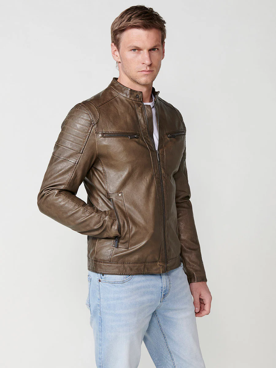 Cazadora efecto piel cuello tira hombre - Image 21