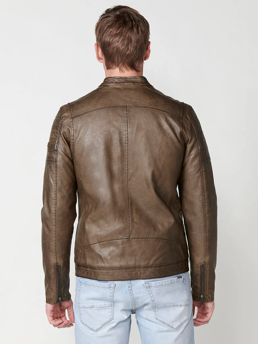 Cazadora efecto piel cuello tira hombre - Image 22