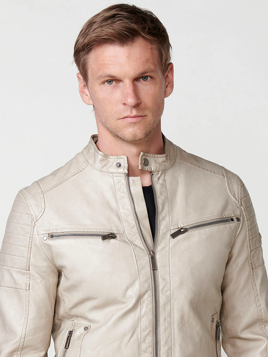Cazadora efecto piel cuello tira hombre - Image 7