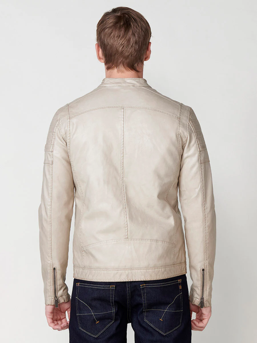 Cazadora efecto piel cuello tira hombre - Image 8