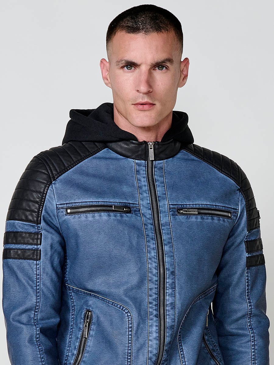 Chaqueta cazadora estilo motero hombre efecto piel - Image 10