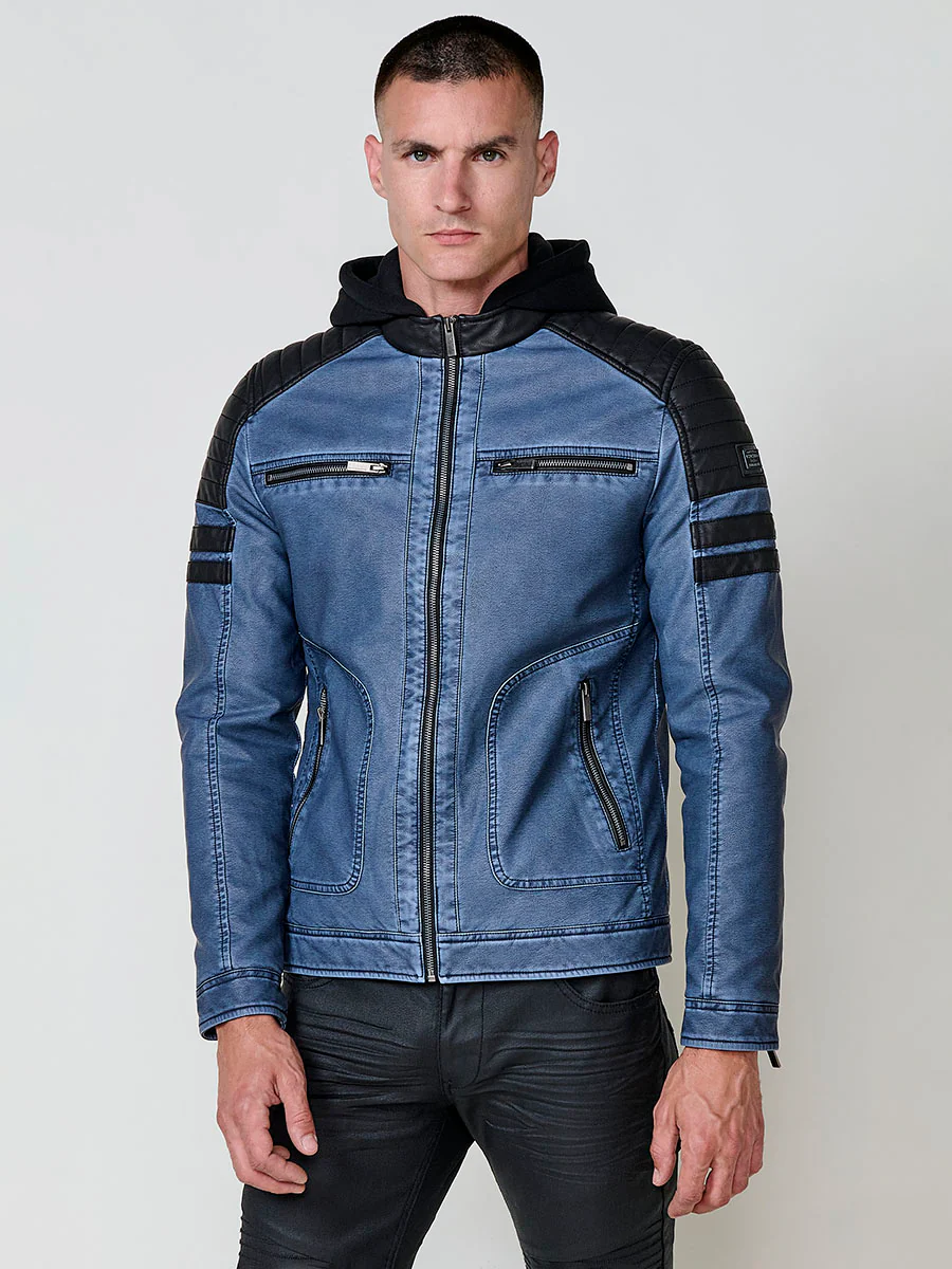 Chaqueta cazadora estilo motero hombre efecto piel - Image 11