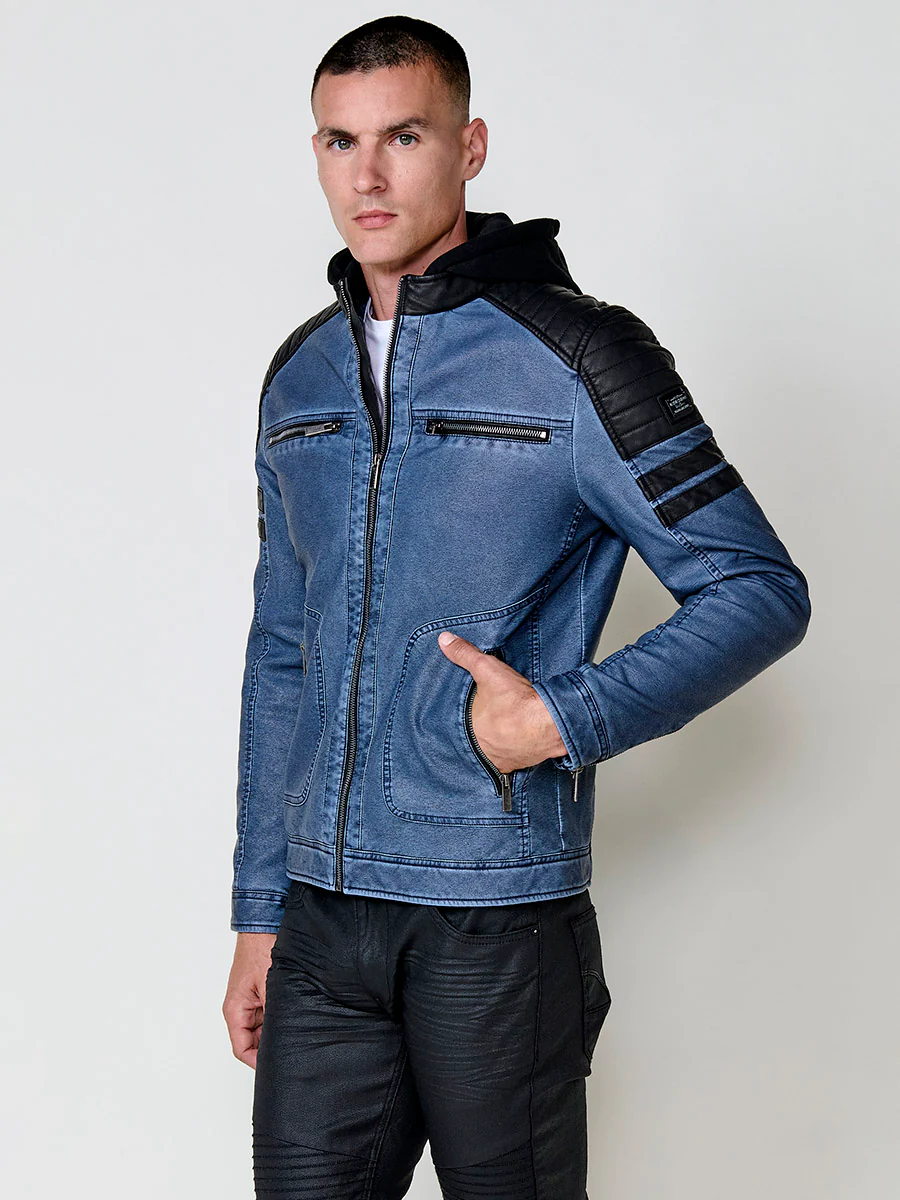 Chaqueta cazadora estilo motero hombre efecto piel - Image 12