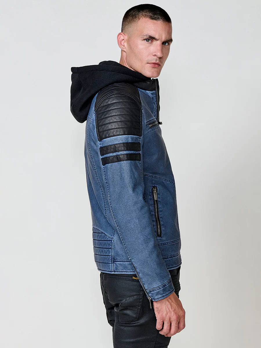 Chaqueta cazadora estilo motero hombre efecto piel - Image 14