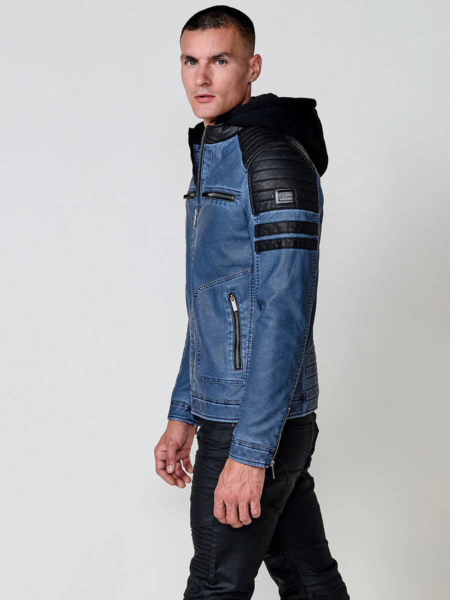 Chaqueta cazadora estilo motero hombre efecto piel - Image 15