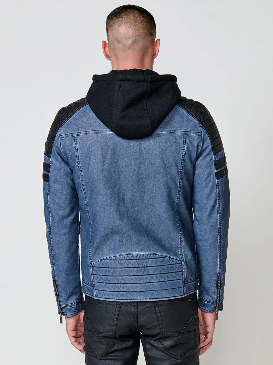 Chaqueta cazadora estilo motero hombre efecto piel - Image 16