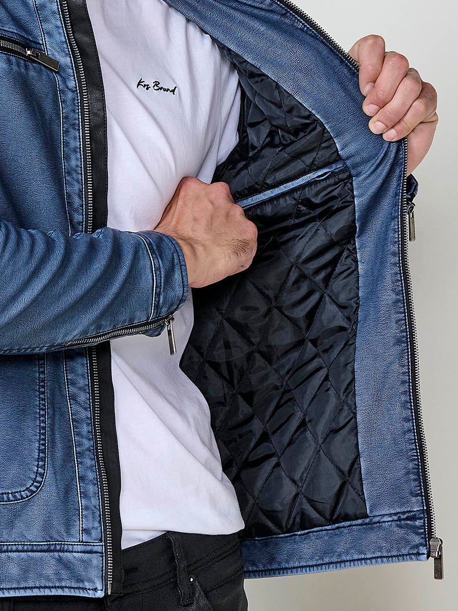Chaqueta cazadora estilo motero hombre efecto piel - Image 17