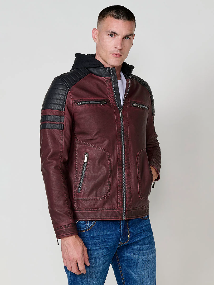 Chaqueta cazadora estilo motero hombre efecto piel - Image 18