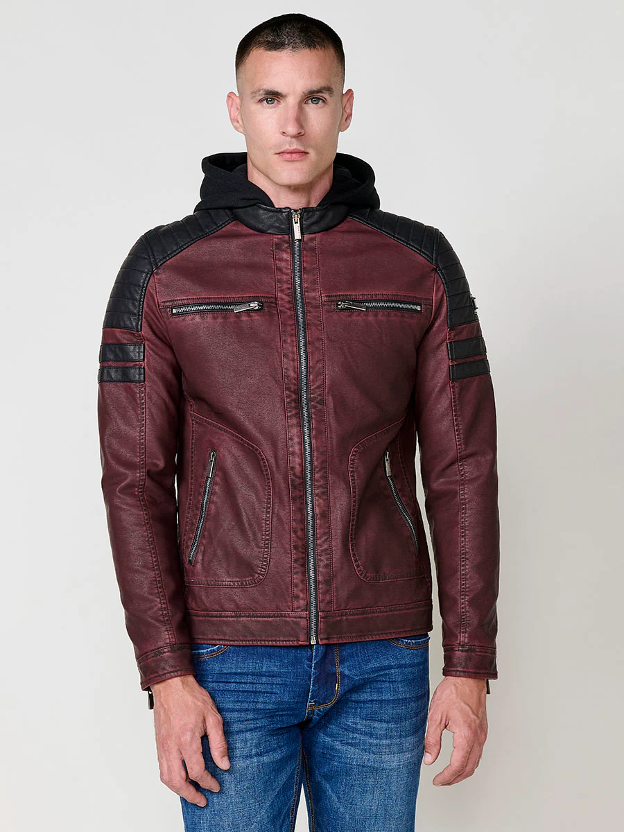 Chaqueta cazadora estilo motero hombre efecto piel - Image 19