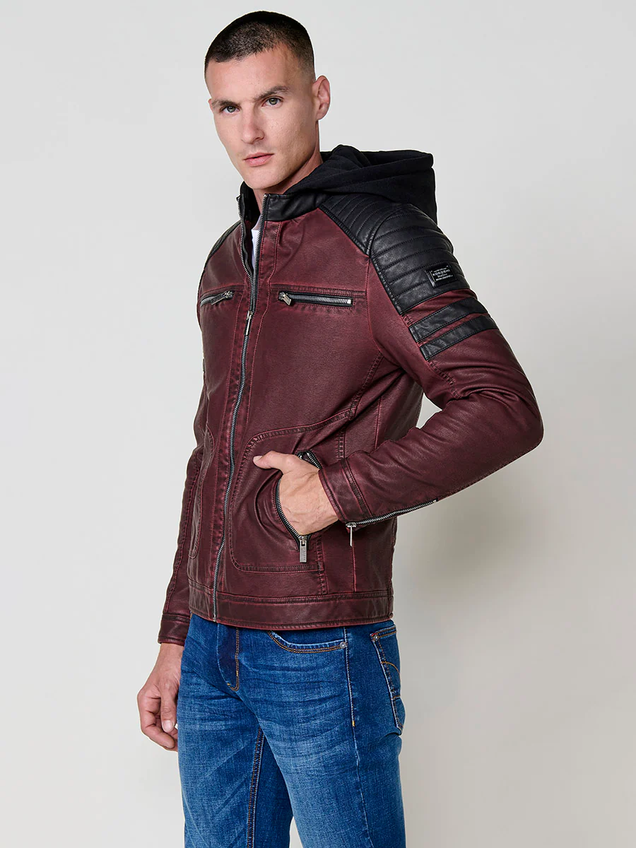 Chaqueta cazadora estilo motero hombre efecto piel - Image 20