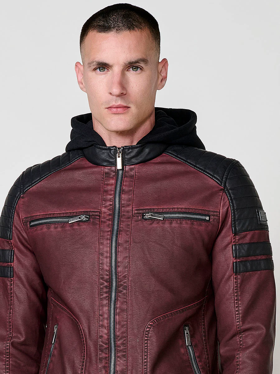 Chaqueta cazadora estilo motero hombre efecto piel - Image 21
