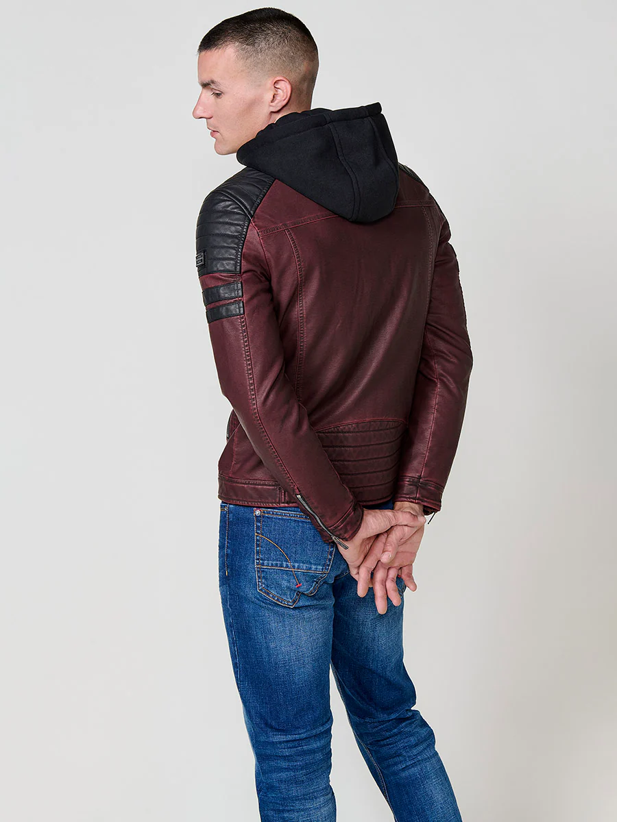 Chaqueta cazadora estilo motero hombre efecto piel - Image 22