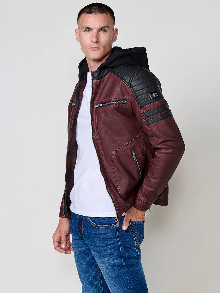 Chaqueta cazadora estilo motero hombre efecto piel - Image 23