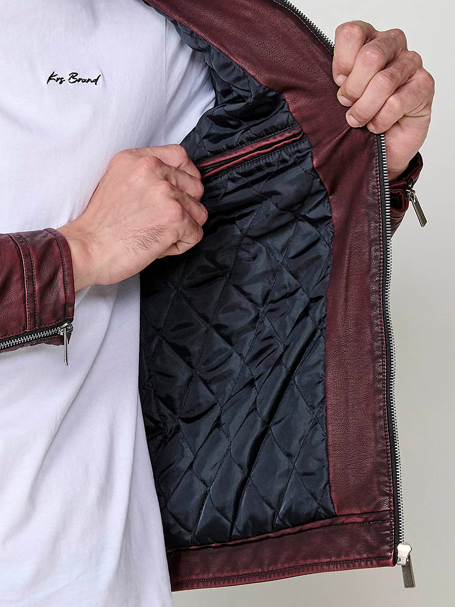 Chaqueta cazadora estilo motero hombre efecto piel - Image 25