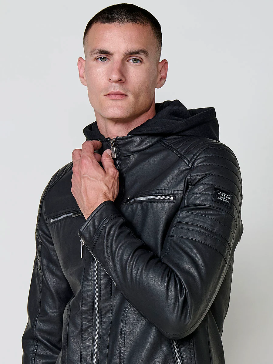 Chaqueta cazadora estilo motero hombre efecto piel - Image 3