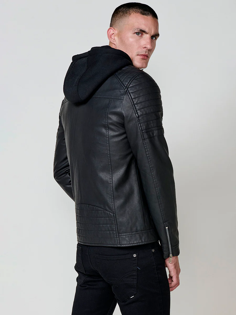 Chaqueta cazadora estilo motero hombre efecto piel - Image 6