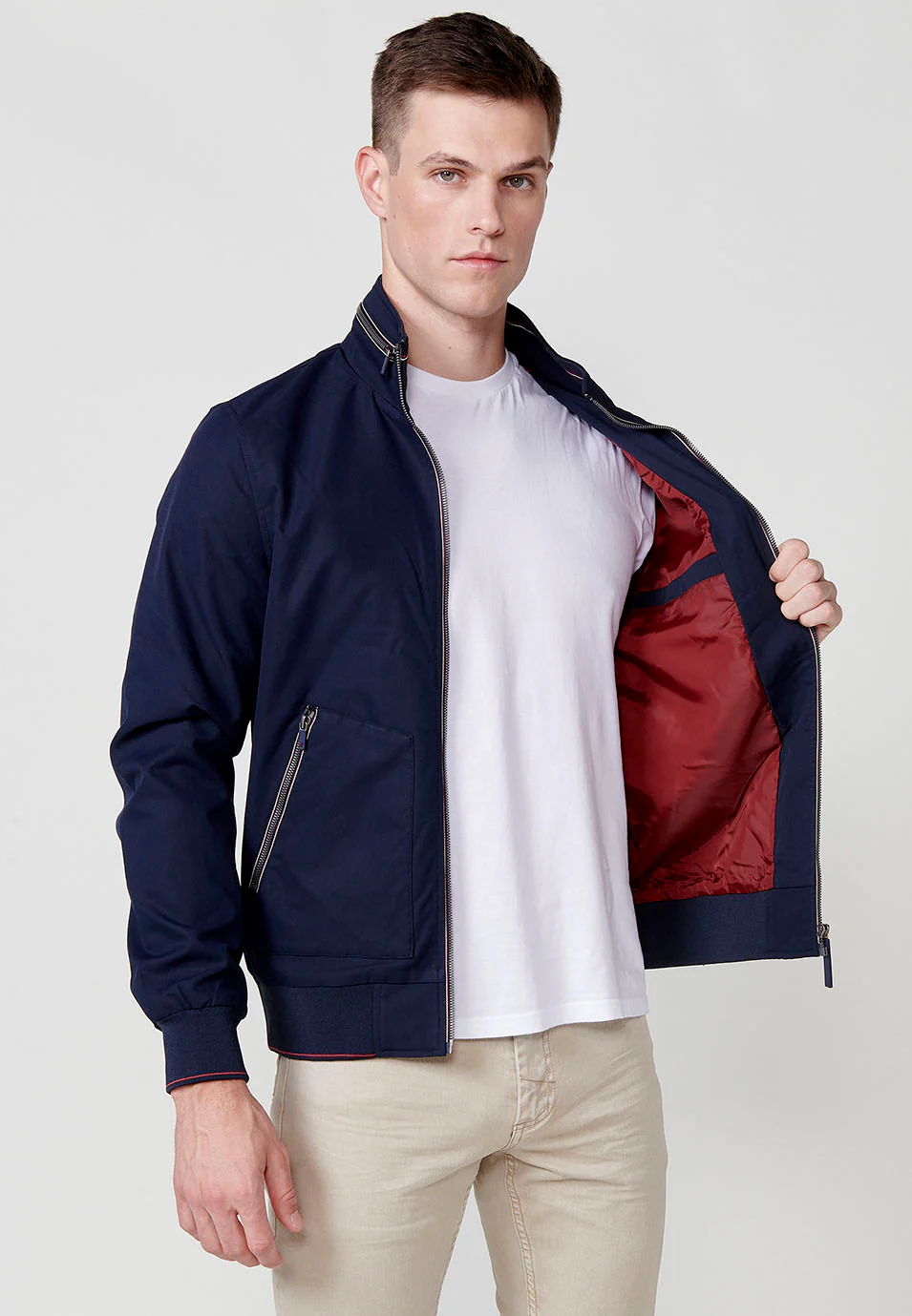 Chaqueta cazadora con cuello alto y puños elasticos para hombre - Image 18