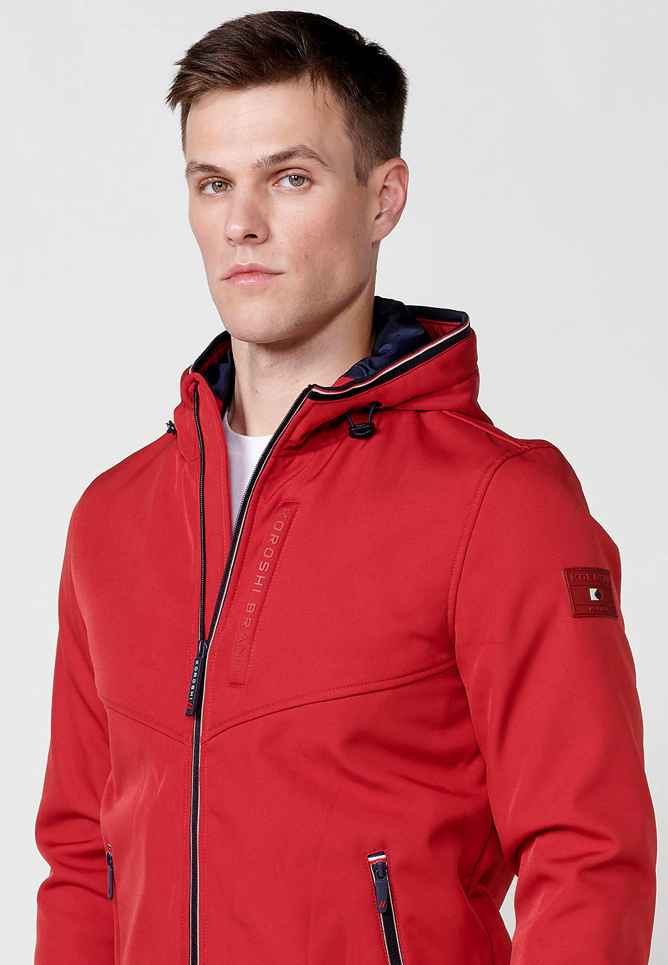 Chaqueta cazadora con cuello con capucha y cierre delantero con cremallera y bolsillos con cremallera para hombre - Image 8