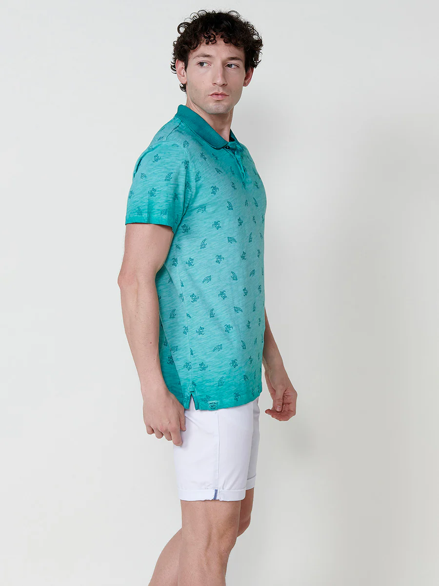 Polo de manga corta de algodón con cuello camisero en menta para hombre – 100% algodón - Image 5