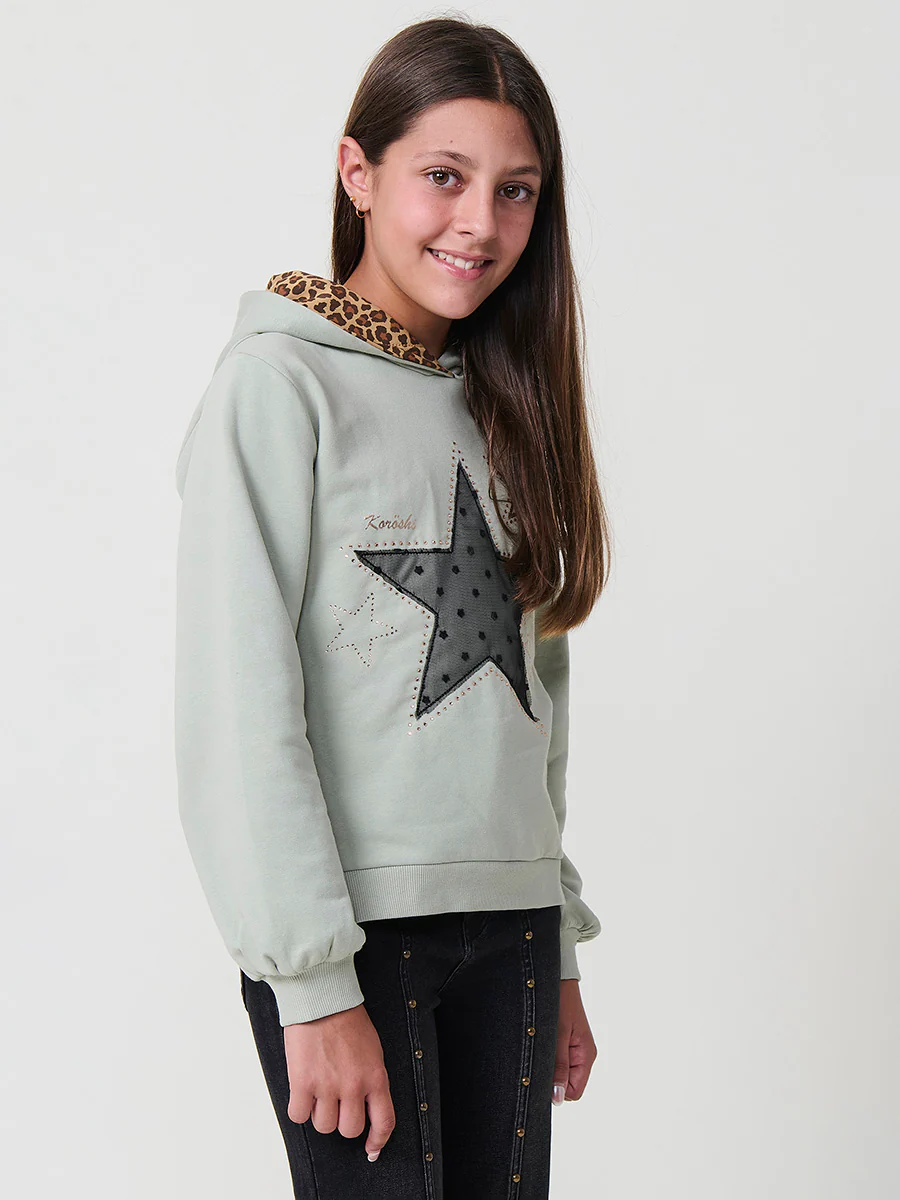 Sudadera niña felpa algodón perchado interior con capucha - Image 7