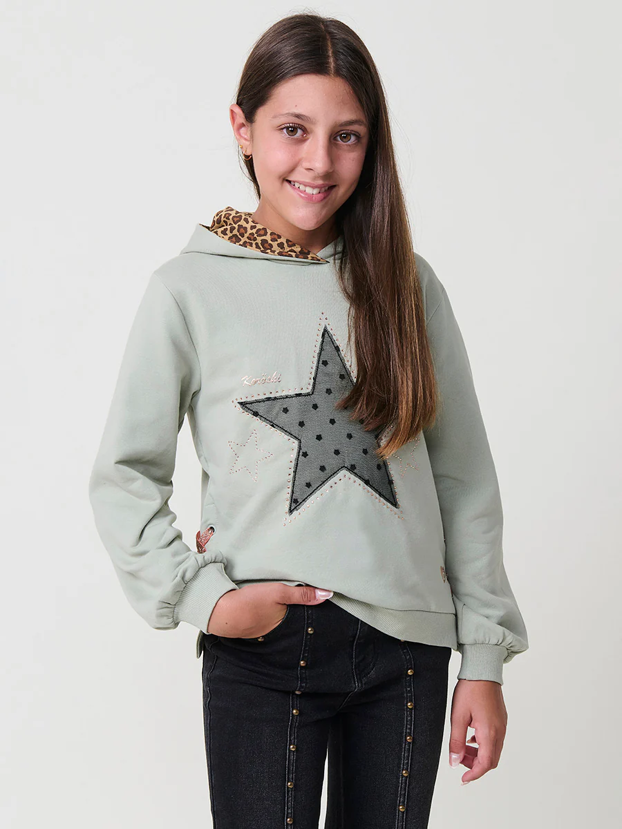 Sudadera niña felpa algodón perchado interior con capucha - Image 8