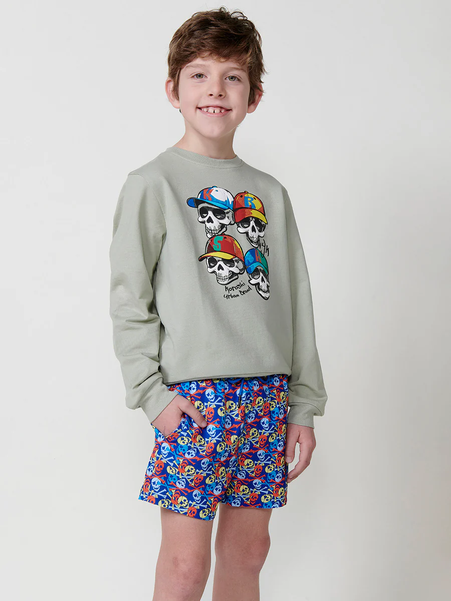 Sudadera niño kaki estampado calaveras - Image 3